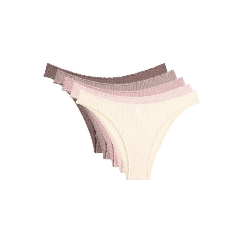 OYSHO 5 cotton rib u-cut brazilian briefs in pink