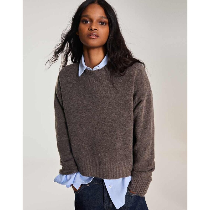 Bershka Round neck jumper in brown