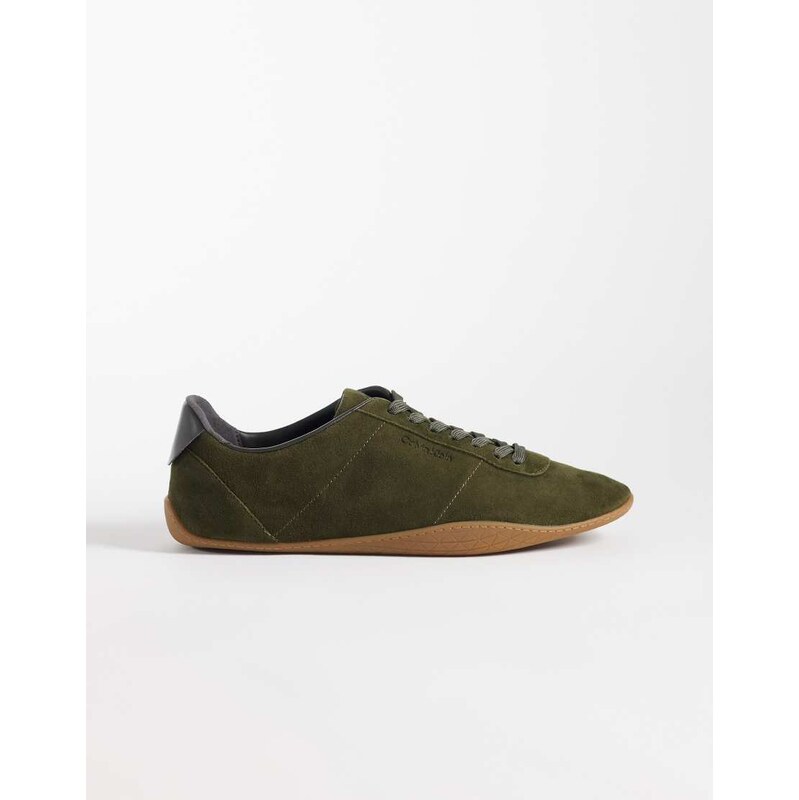 Calvin Klein suede ballet trainer in khaki-Green