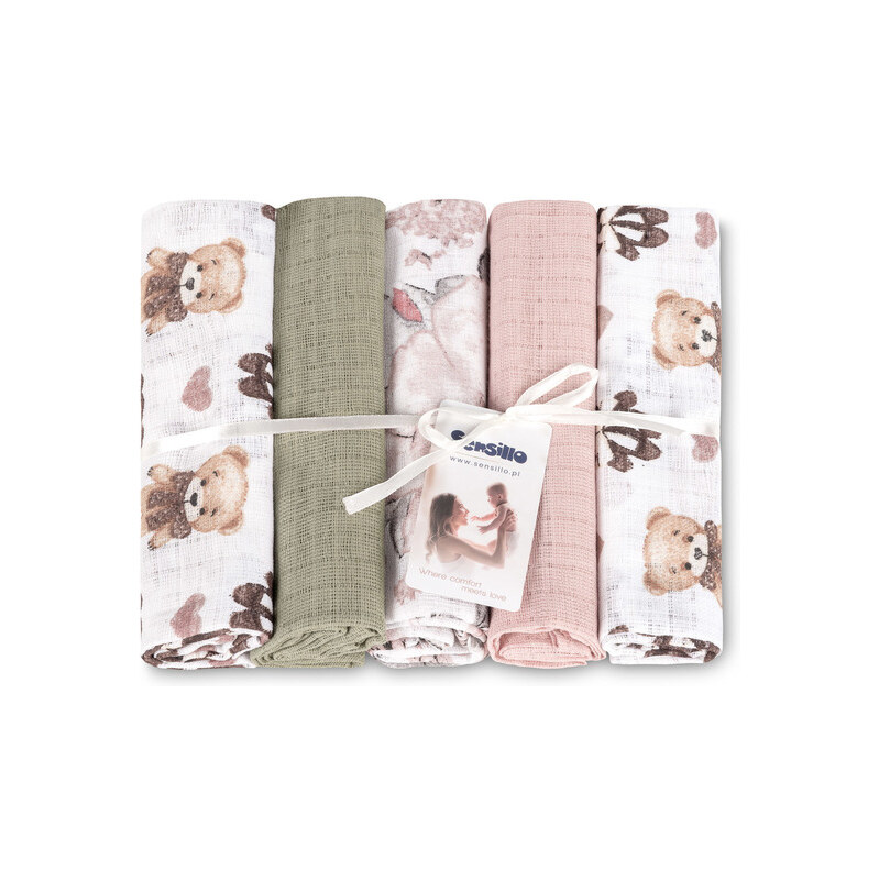 Sensillo Tetra pleny Basic 70×80 cm Teddy Pink – sada 5 ks, 100%