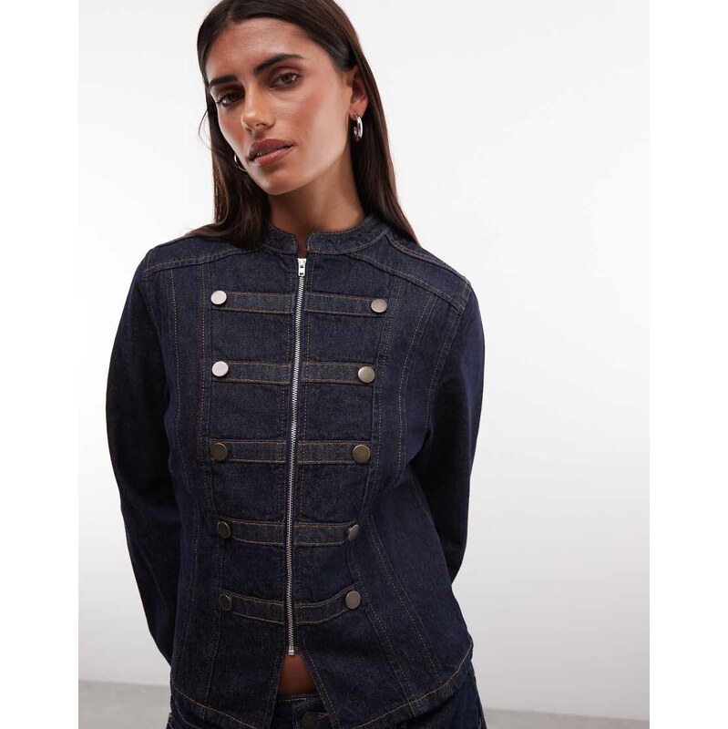 Reclaimed Vintage drummer boy jacket in indigo twill-Green