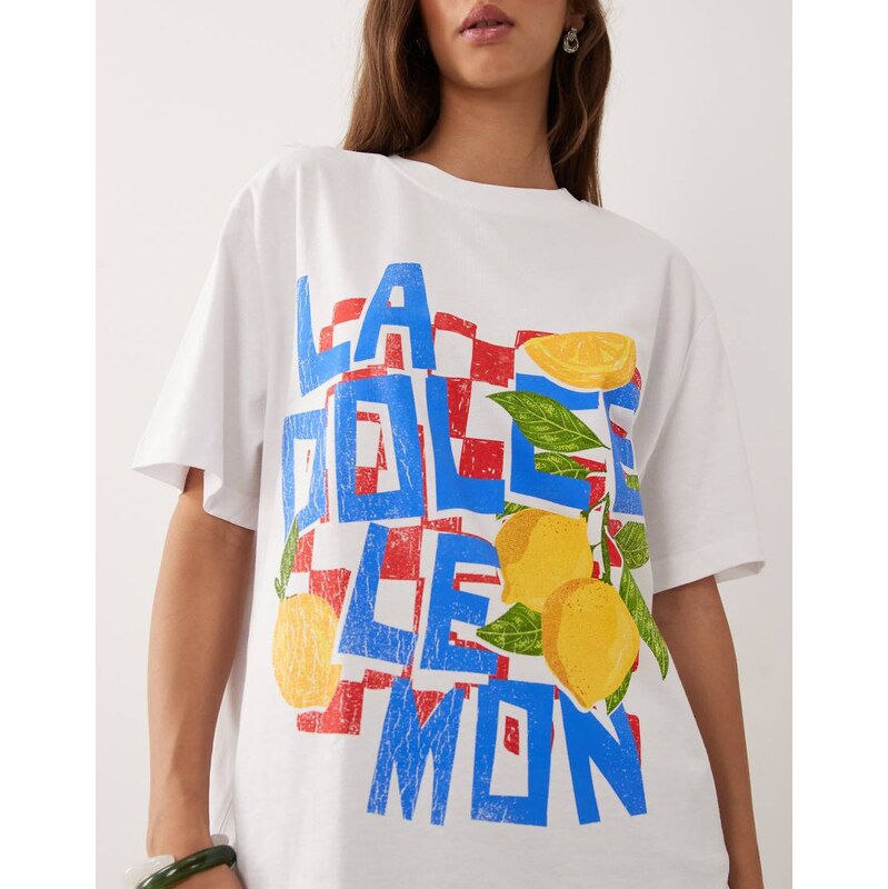 ASOS DESIGN Oversized T-shirt with La dolce viita lemons graphic