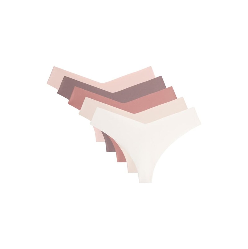 OYSHO 5 invisible polyamide blend thongs in bright pink