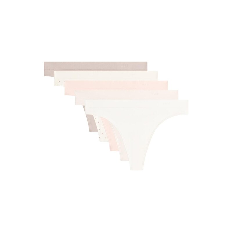 OYSHO 5 seamless soft-touch thongs in mink-Brown