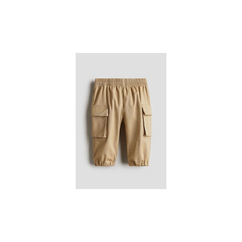 H&M - Bavlněné kalhoty cargo - Béžová