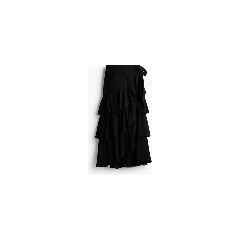 H&M - Volánová zavinovací sukně - Černá