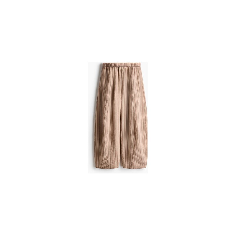 H&M - Soudkovité kalhoty z modalové směsi - Tmavě Béžová/Proužky