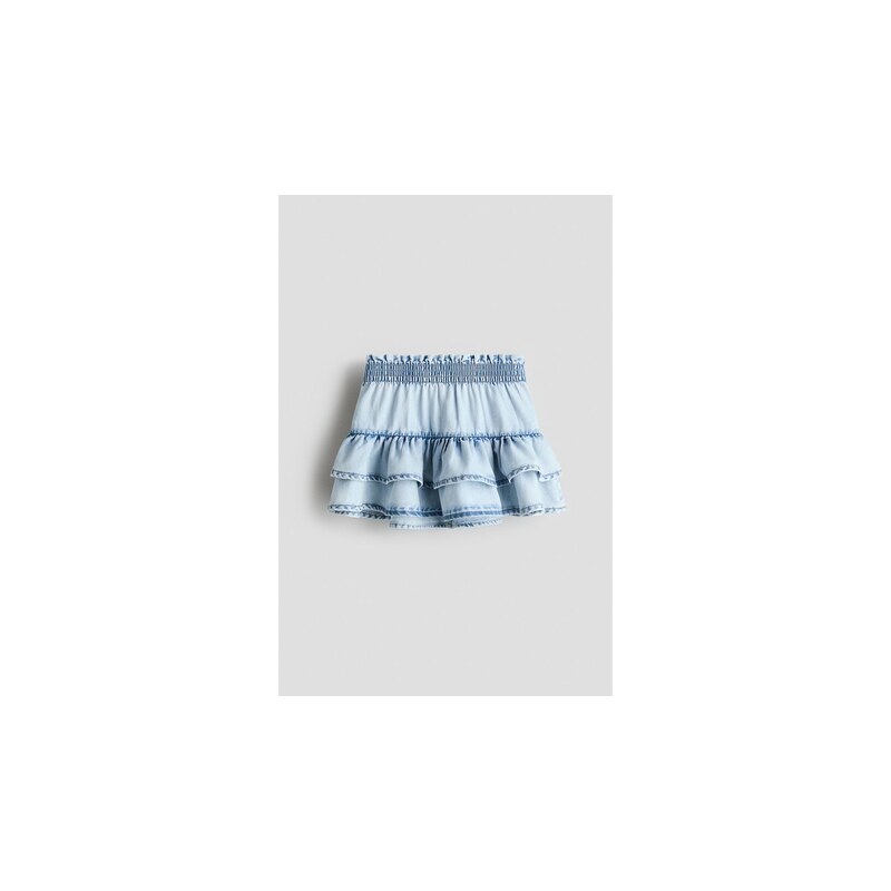 H&M - Džínová volánová sukně - Světlý Denim Blue