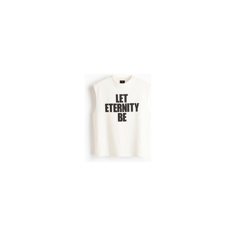 H&M - Bavlněný tops potiskem Relaxed Fit - Krémová/Let Eternity