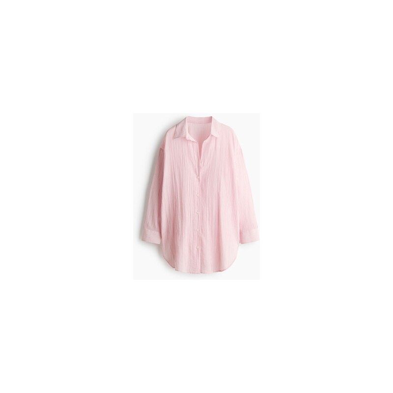 H&M - Dlouhá bavlněná košile - Světle Růžová