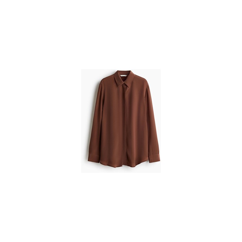 H&M - Viskózová košile - Tmavě Hnědá