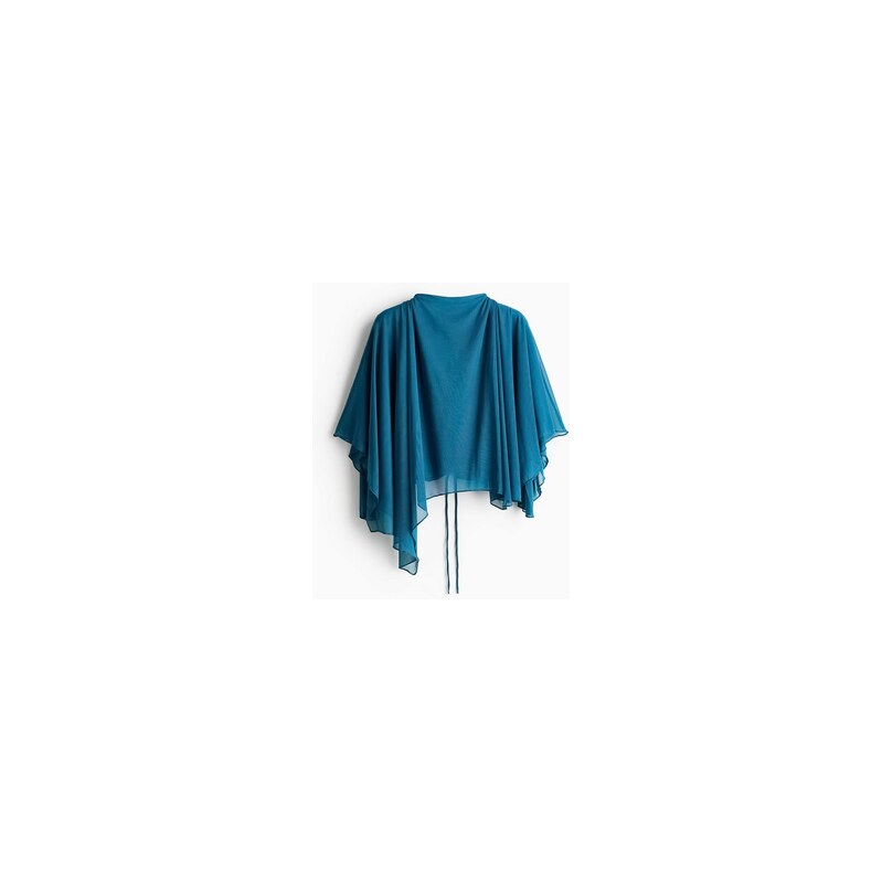 H&M - Řasený pelerínkový top - Tmavě Tyrkysová