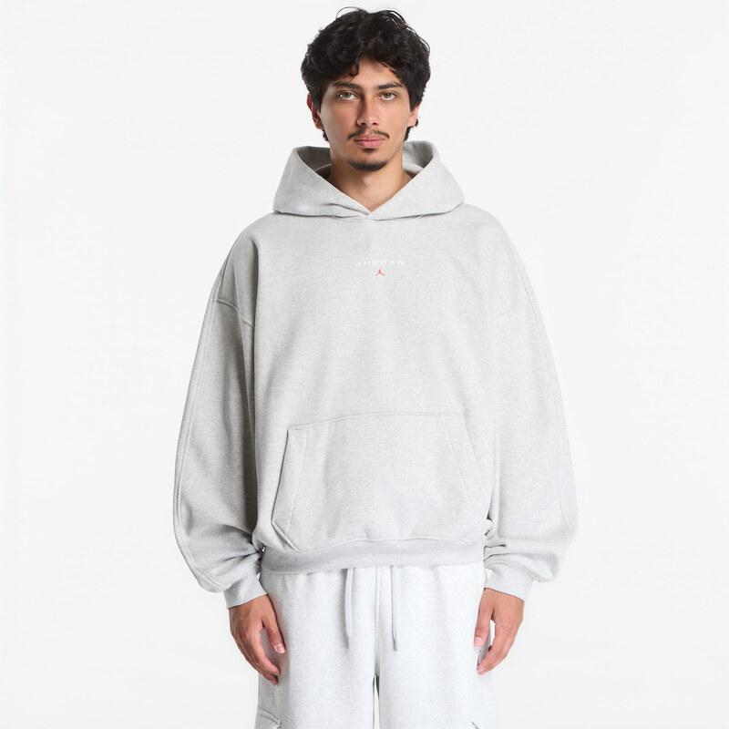Mikina Jordan Flight Fleece Mens Oversized Pullover Hoodie Grey