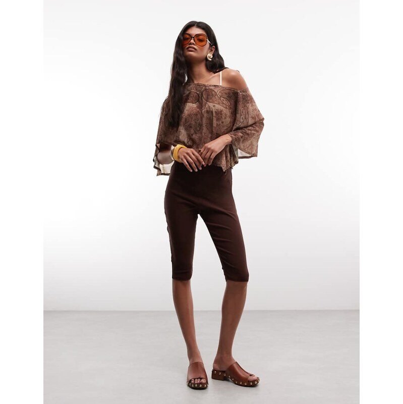 Reclaimed Vintage bengaline capri trouser in brown
