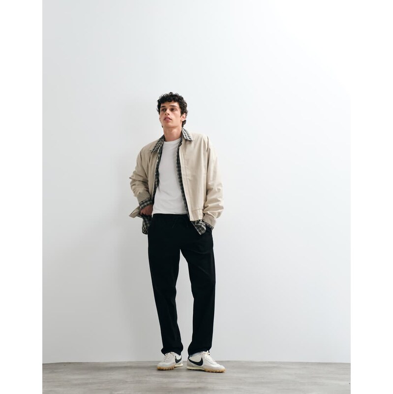 Jack & Jones straight fit drawstring trousers in black