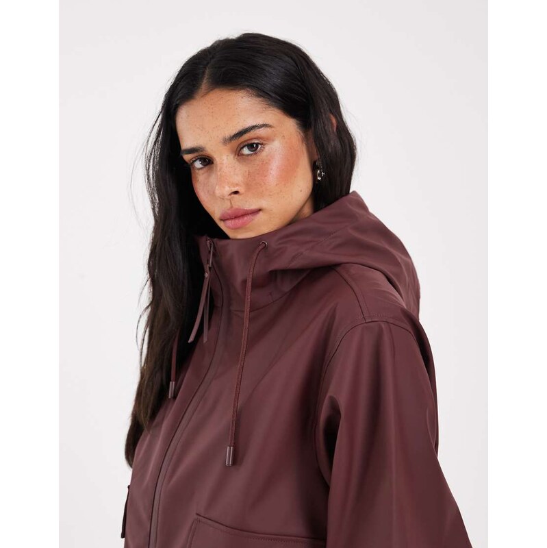 ONLY hooded rain jacket in dark burgundy-Red