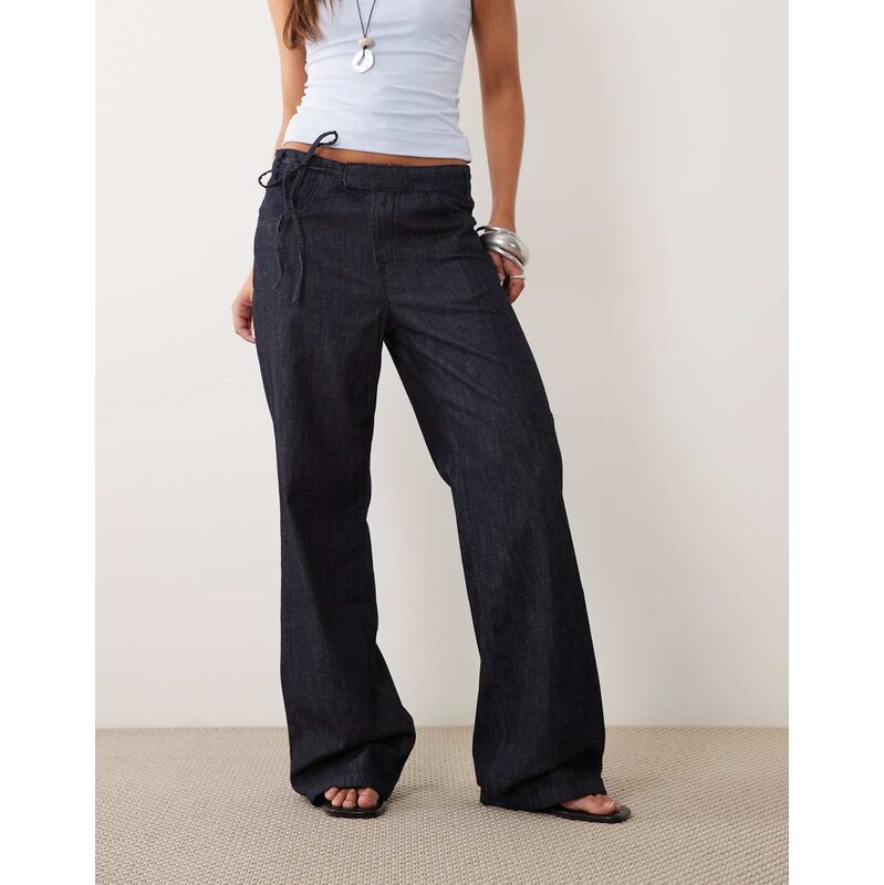 Mango Claire denim trouser in indigo-Blue
