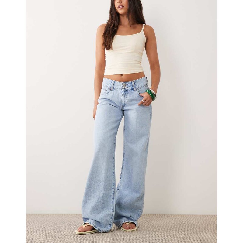 Mango Teen straight jean in acid wash-Blue