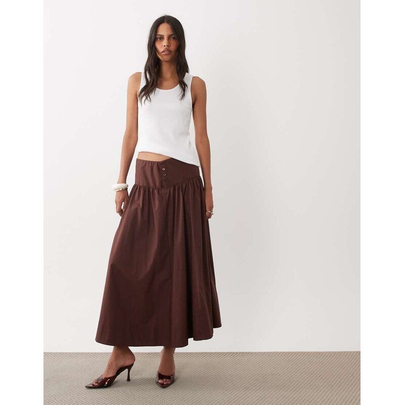 Abercrombie & Fitch midi a-line skirt co-ord in brown
