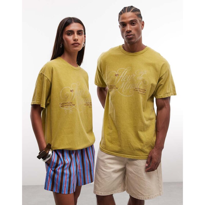 Reclaimed Vintage unisex graphic tee in lime green