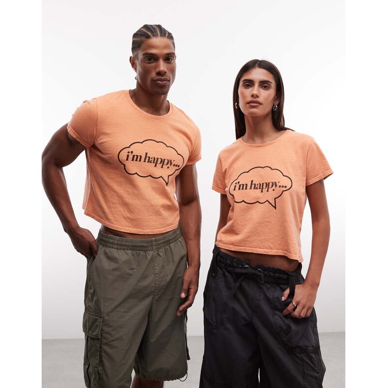 Reclaimed Vintage unisex slogan t-shirt in orange