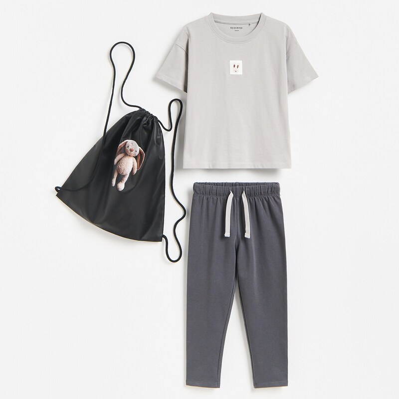 Reserved - BABIES` T-SHIRT, TROUSERS & BAG - černý
