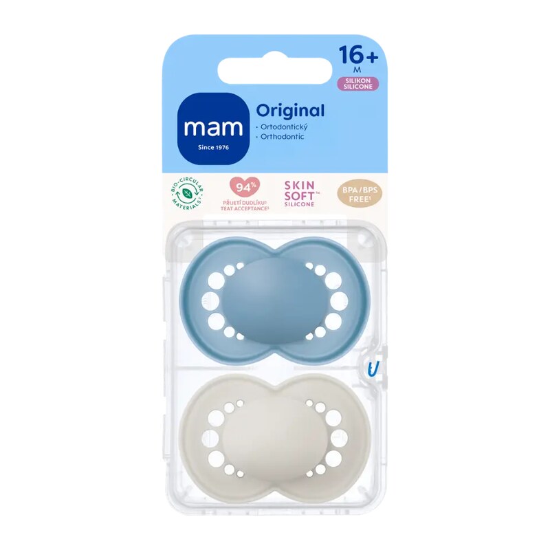 MAM Dudlík Original 16+ měs. tyrkysový/šedý 2 ks