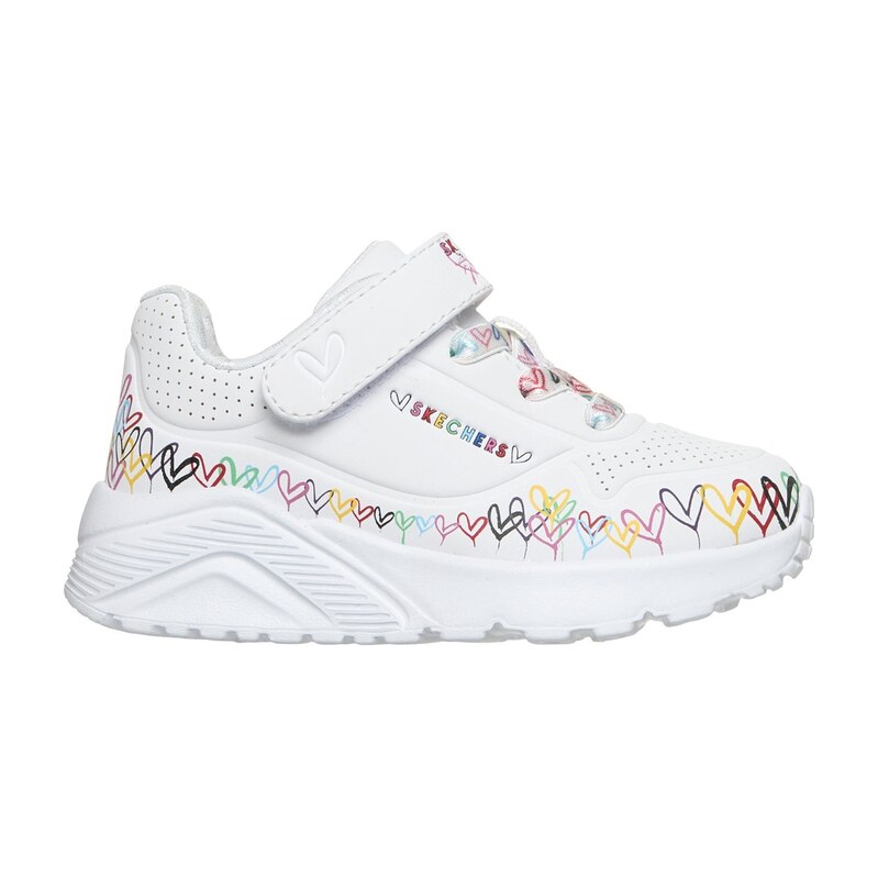Skechers Dívky JGoldcrown: UNO Lite - Heart Craze Shoes v Bílá,