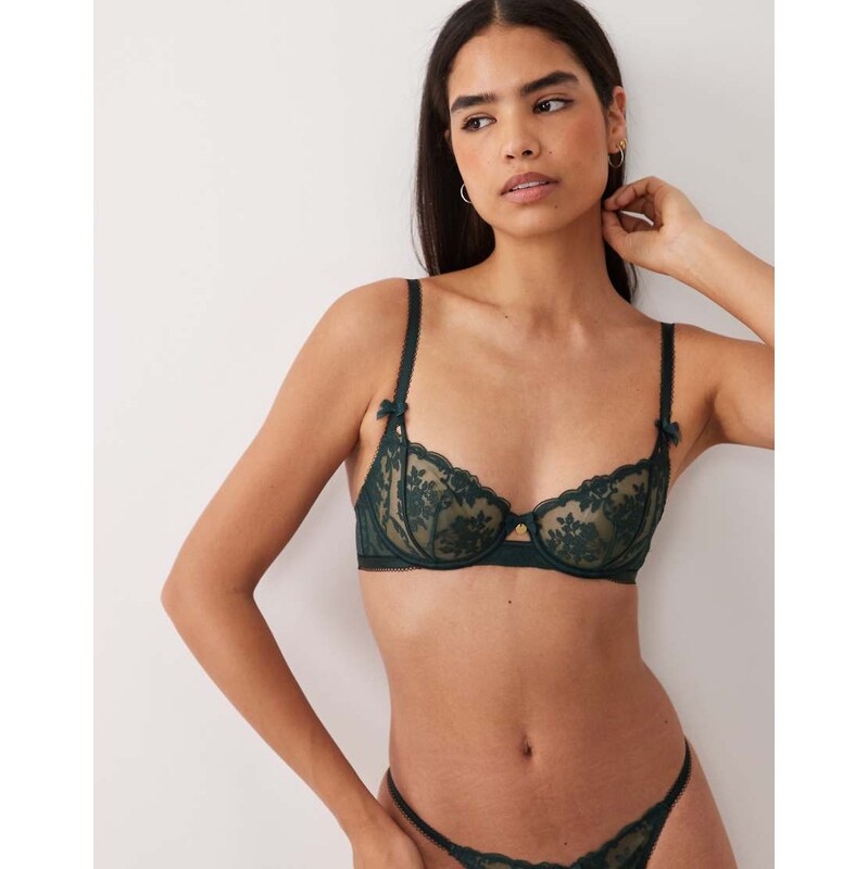 Boux Avenue Zoe embroidered mesh non padded balconette bra in