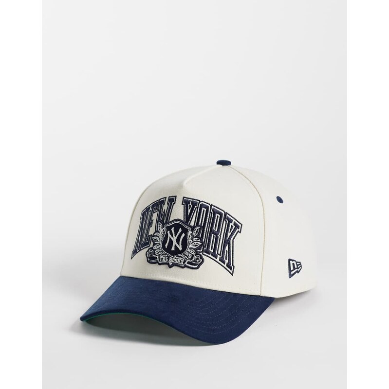 New Era NY Yankees wordmark logo contrast peak cap in neutral