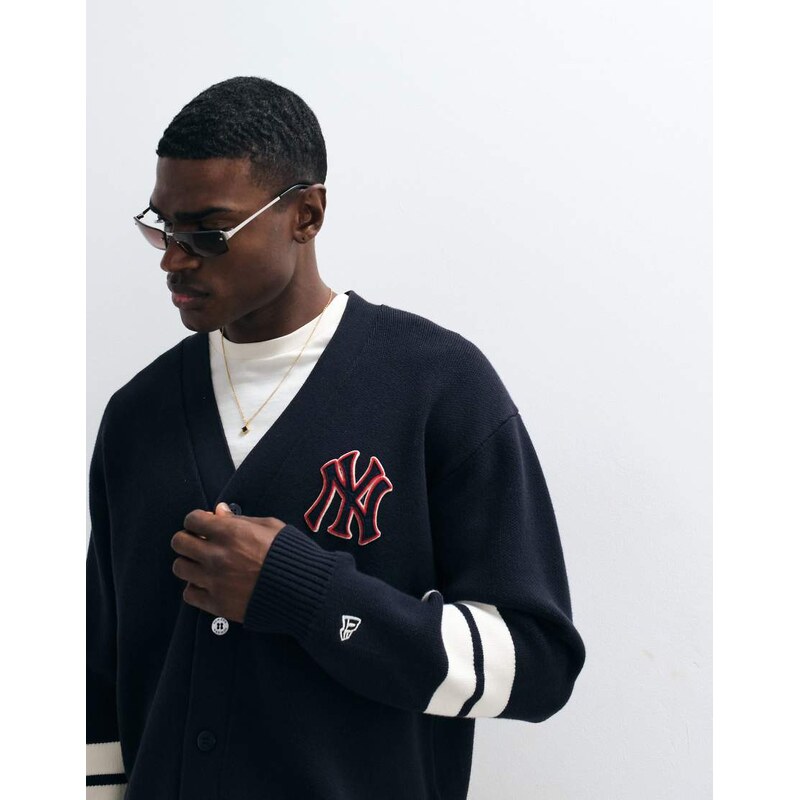 New Era NY Yankees logo button up cardigan in navy