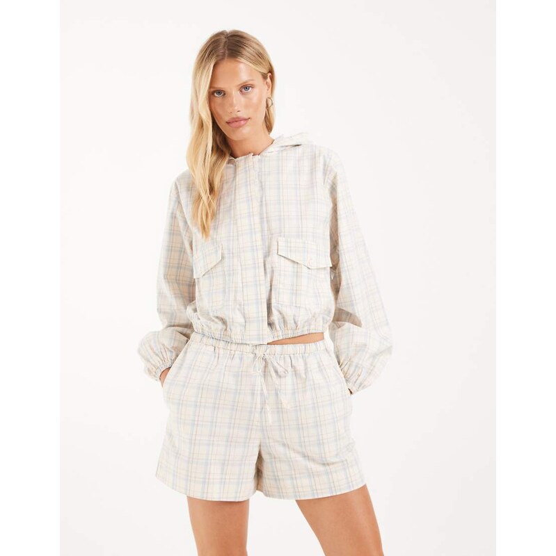 ASOS DESIGN pull on boxer short in blue check co ord-Multi