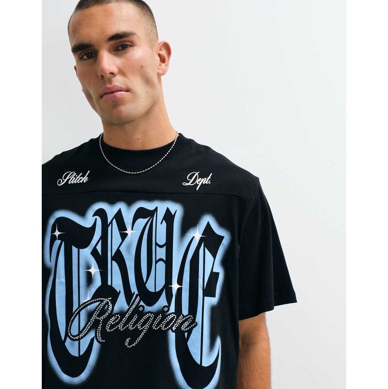 True Religion xl crystal logo boxy fit t-shirt co-ord in black