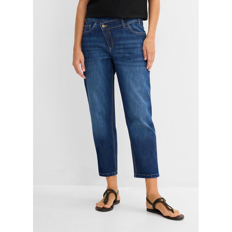 bonprix Džíny Mom, High Waist, zkrácené modrá Žena