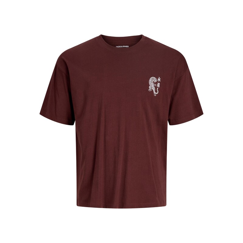 JACK & JONES Tričko JJBOYE čokoládová / bílá