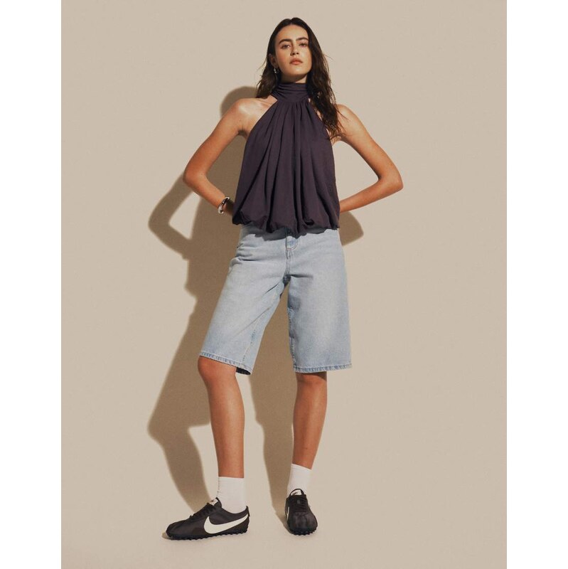 ASOS DESIGN denim baggy bermuda short in lightwash blue