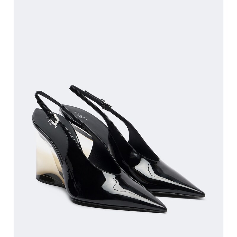 Alaia AlaÃ¯a Invisible patent leather wedge pumps