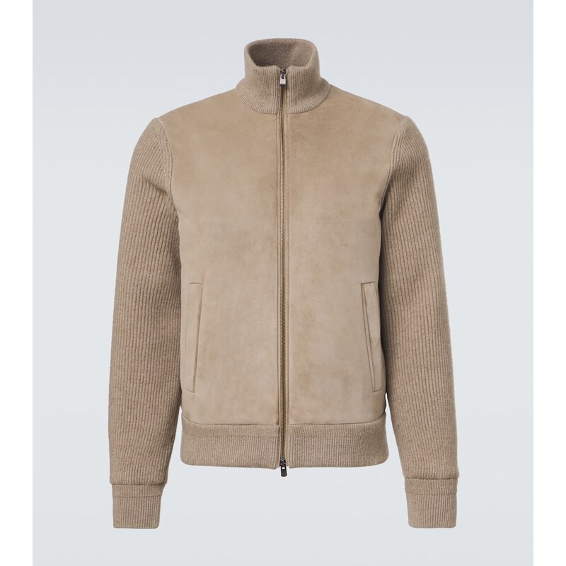 Agnona Cashmere and suede bomber jacket