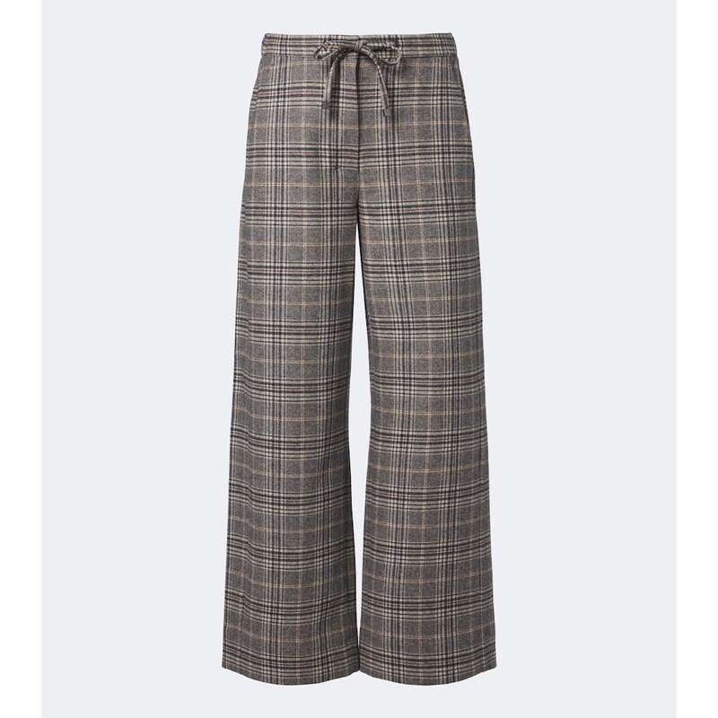 S Max Mara Checked virgin wool wide-leg pants