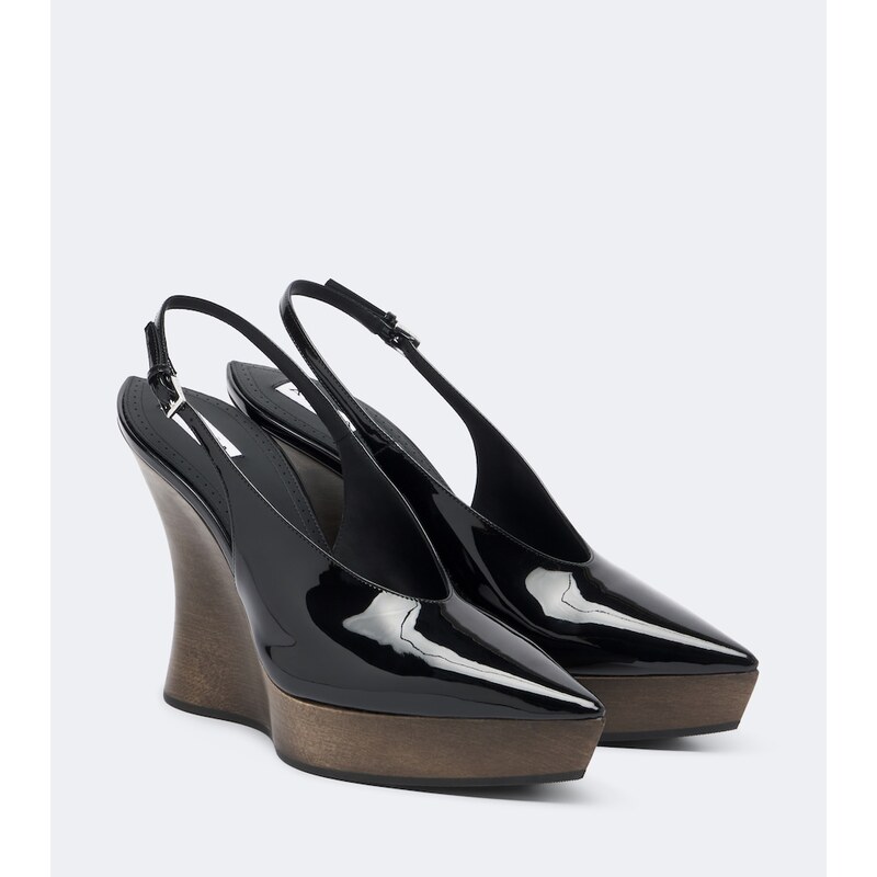Alaia AlaÃ¯a Patent leather wedge slingback clogs