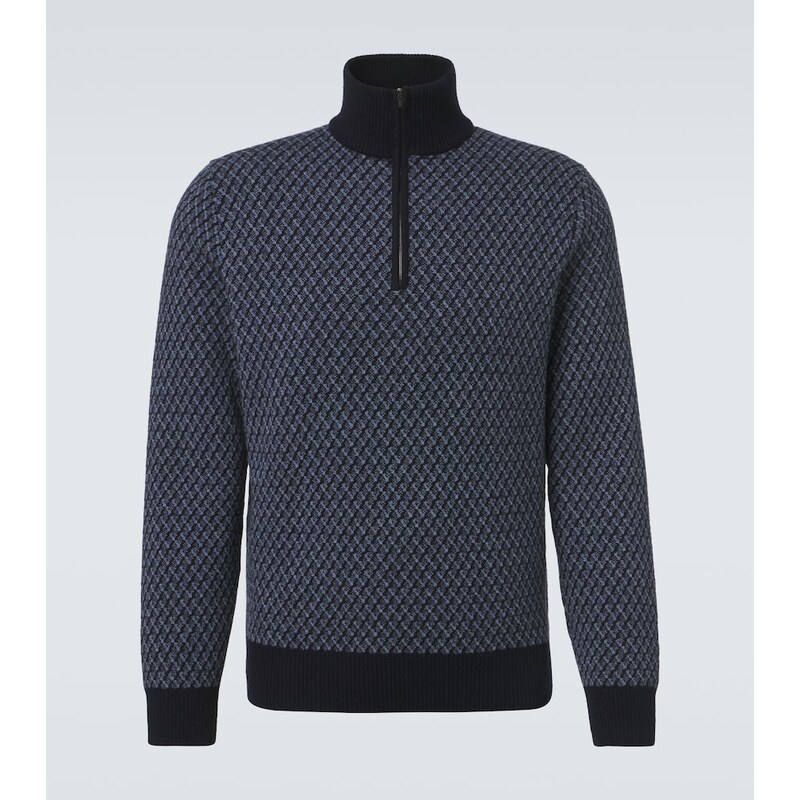 Agnona Cashmere, wool, and silk half-zip sweater