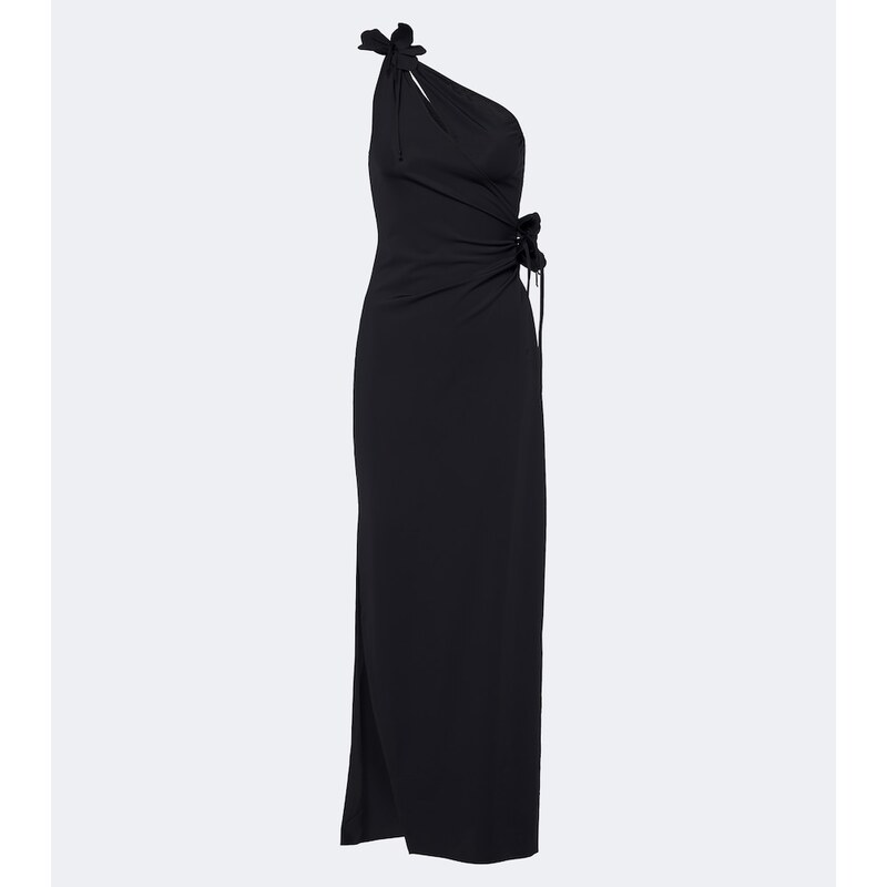 Coperni Floral-appliqué asymmetric cocktail dress