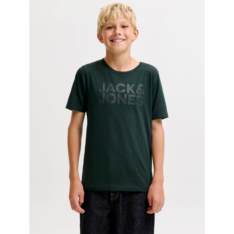 Jack & Jones Junior Tričko JJECORP tmavě zelená