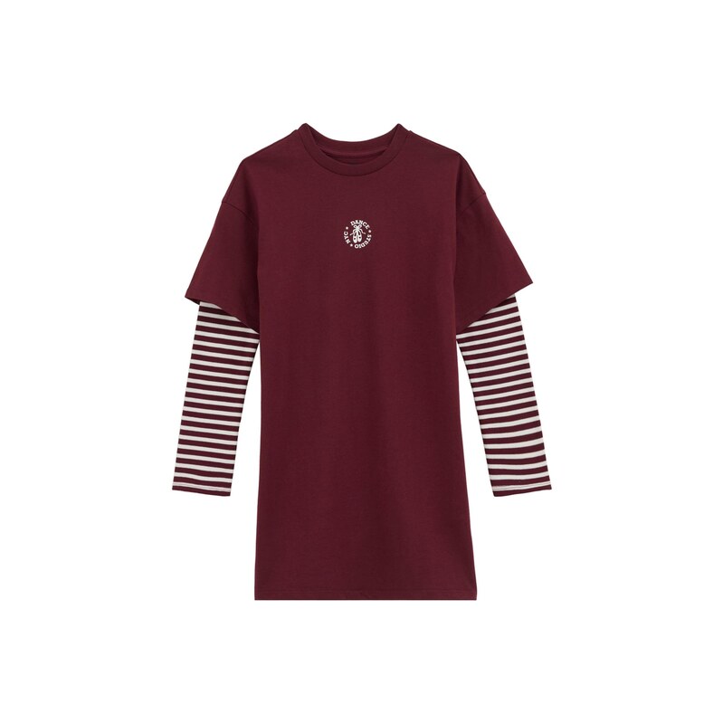 WE Fashion Šaty vínově červená / bílá