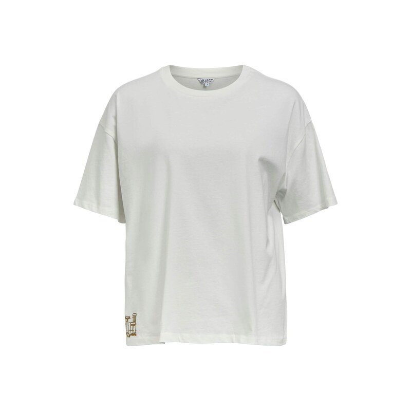 OBJECT Oversized tričko OBJGIMA KAIJA karamelová / offwhite