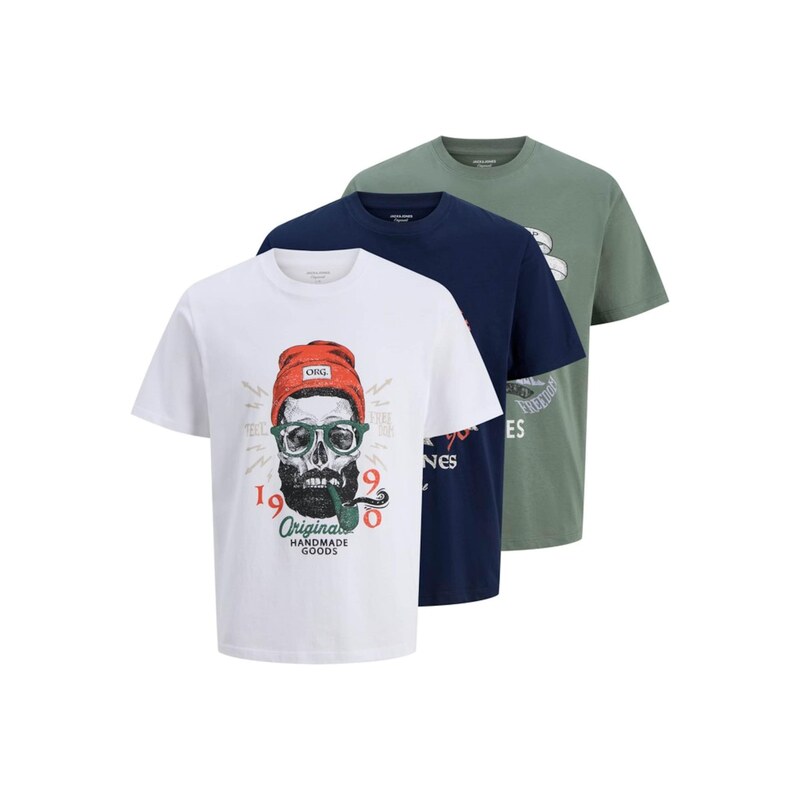 JACK & JONES Tričko JORSHAPE námořnická modř / nefritová /