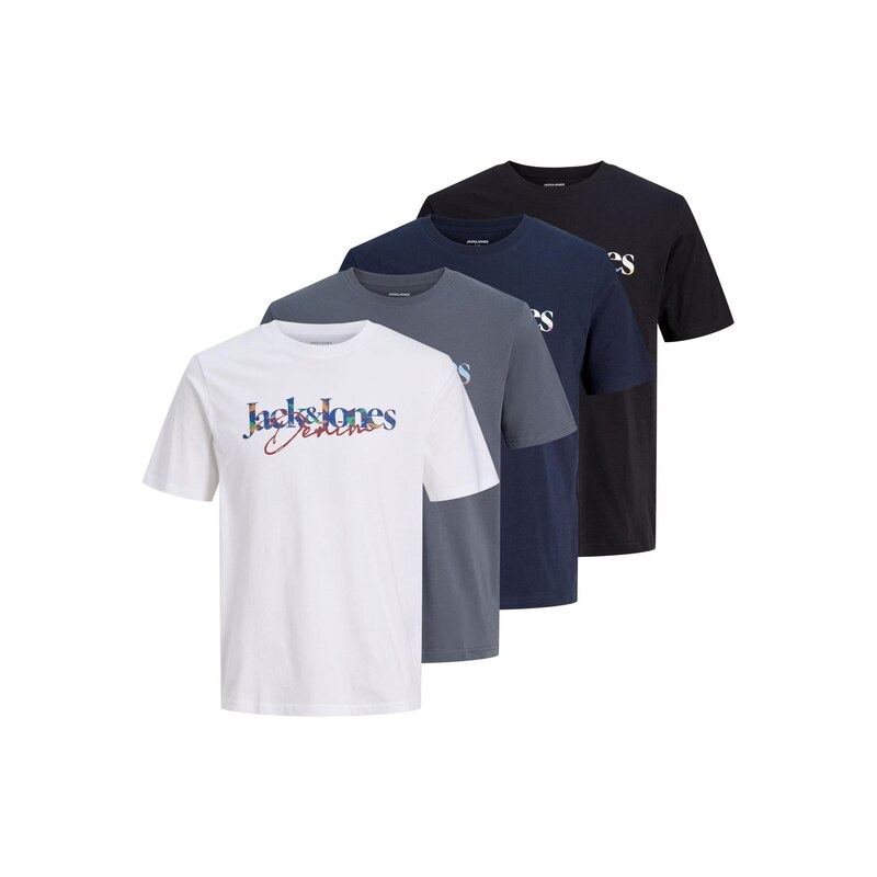 JACK & JONES Tričko JJTOM námořnická modř / šedá / černá / bílá