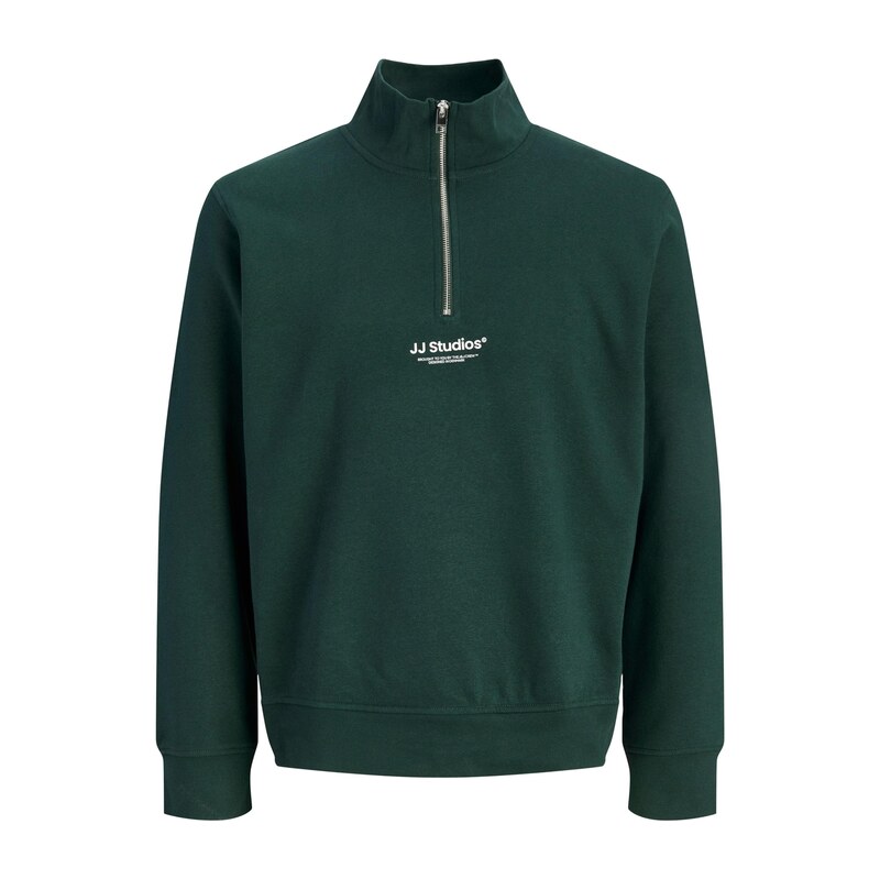 JACK & JONES Mikina JJESoho tmavě zelená / bílá