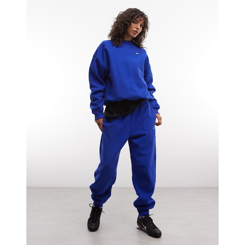 Nike Studio Fleece heavy weight oversized sweat in blue-Black