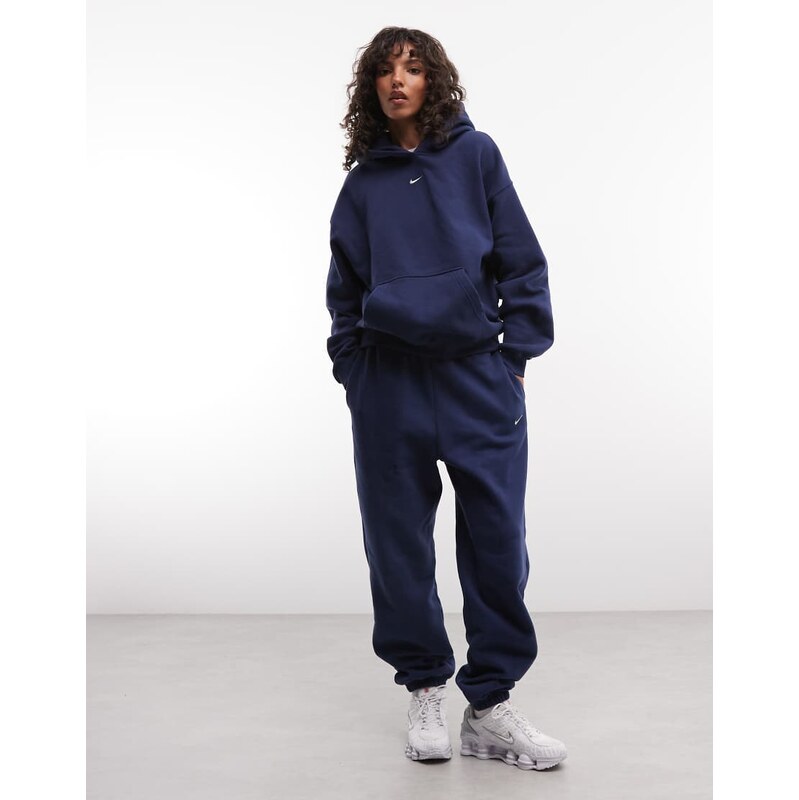 Nike Studio Fleece mid-weight oversized cuffed jogger in navy